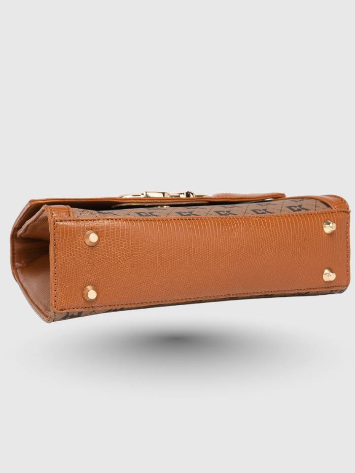 TAN Women Printed Satchel Handbag