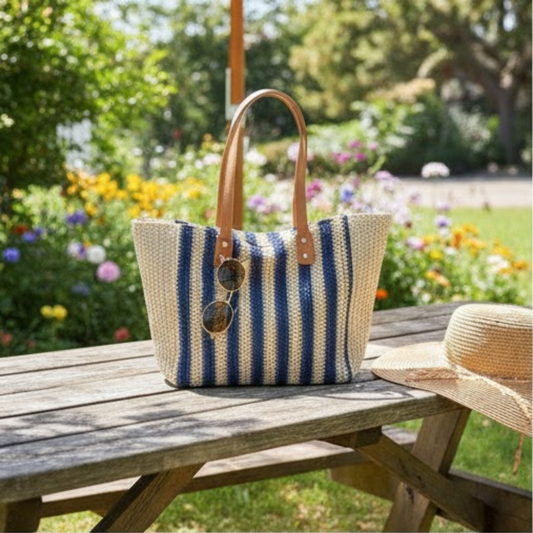Woven Striped Tote Bag – Casual, Lightweight & Trendy for Daily Use