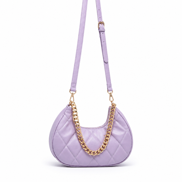 QUILTED LUXE PURPLE CHAIN SHOULDER BAG