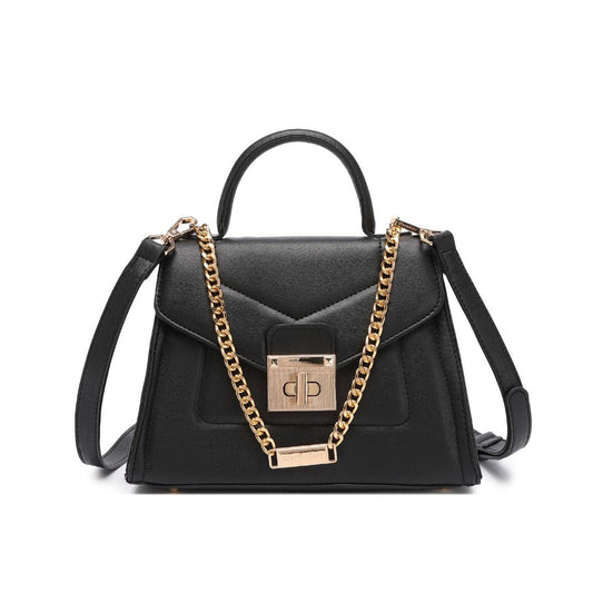 ELEGANT LOCK CHAIN STRUCTURED HANDBAG