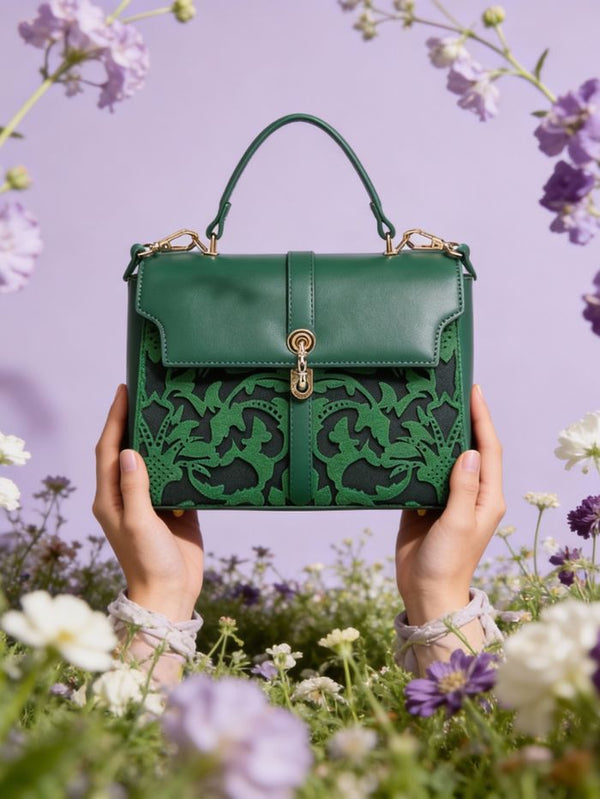 Women Elegant Dark green Satchel Handbag