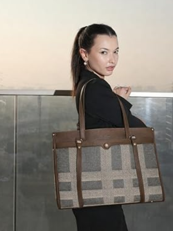Premium Canvas & PU Leather Travel Tote Coffee Bag for Women