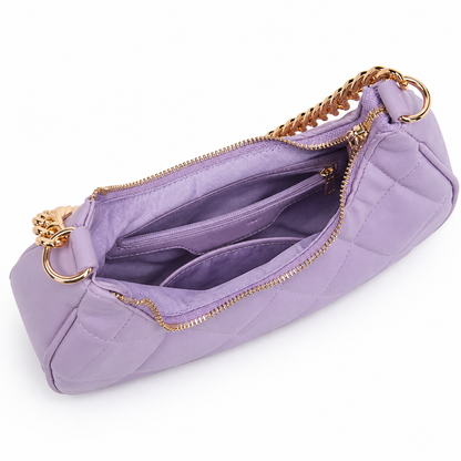 QUILTED LUXE PURPLE CHAIN SHOULDER BAG