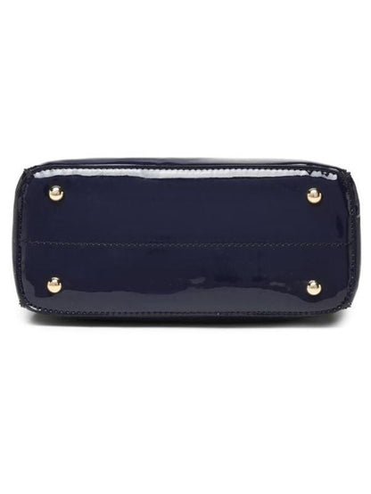 Elegant Patent Leather Blue Tote Handbag for Women
