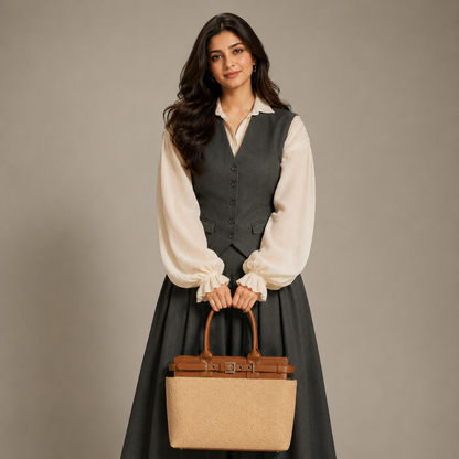 Structured Jute Tote Bag for Women